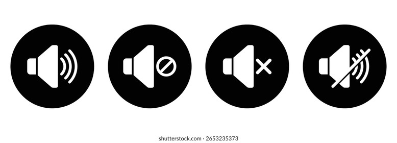 Silent and ring speaker icon set vector illustration. Speaker icon set. Volume icon vector. loudspeaker icon vector. Mute and unmute volume sound. Vector illustration. EPS 10