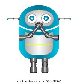 Silent robot isolated on white background, Vector illustration