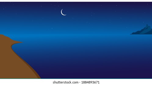 stumme Meeressicht auf die Nacht, Vektordesign