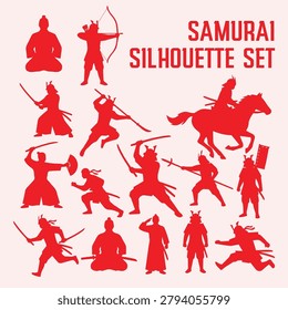 Silent Shadows Samurai Legends in Crimson Silhouettes