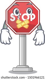 Silent sign stop isolated with the cartoon