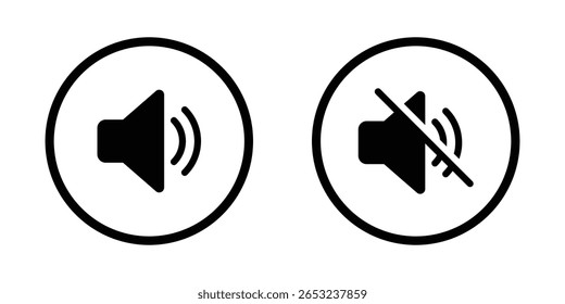 Silent speaker icon. Mute and unmute volume sound. Audio speaker. Volume icons