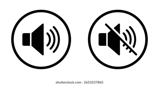 Silent speaker icon. Mute and unmute volume sound. Audio speaker. Volume icons