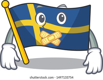 Silent swede flags flutter on character pole
