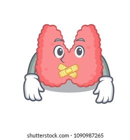 Silent thyroid mascot cartoon style