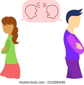 Silent Treatment, Vector Graphic Illustration, fighting, angry with each other, bad emotional, two people arguing