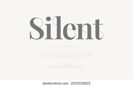 Silent typography beauty fashion elegant minimalist serif italic fonts decorative wedding vintage retro logos. Minimal luxury font alphabet logo. Vector illustration