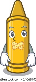 Silent yellow crayon isolated in the mascot
