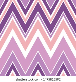 Silent zig zag background. Purple, pink and white stripes. Modern pattern for textiles, paper and banners.
