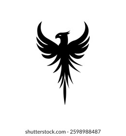 silhoette of a phoenix bird logo 