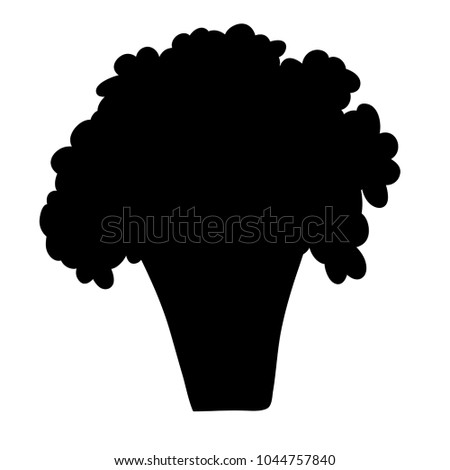 Silhoueete of cartoon flowers in simple pot. Vector illustration isolated on white background.