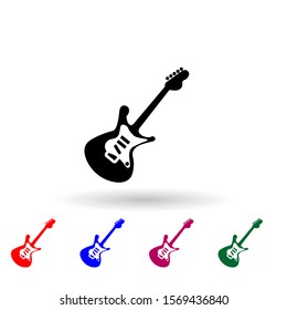 Silhouet of bass guitar multi color icon. Simple glyph, flat vector of music instrument icons for ui and ux, website or mobile application