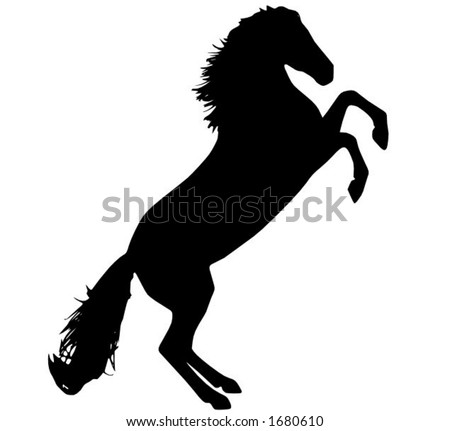 A silhouet of a rearing horse,  vector in .eps format