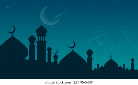 Silhouete Mosque Islamic Poster Design Background