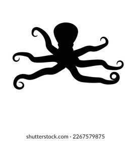 Silhouete of octopus suitable for Icon, logo template, and more