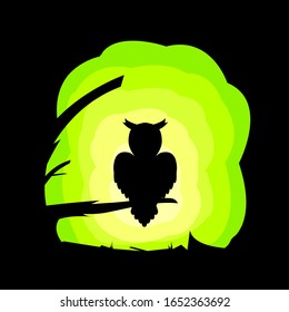 Silhouete owl on Tree illustration. esport mascot