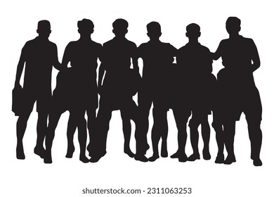Silhouetee photo of a soccer team on the field	