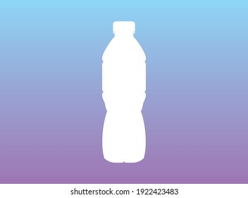 Silhouette of a 0.5 liter plastic bottle on a colored background. Water container outline isolated on violet blue