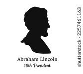 Silhouette of the 16th President of America Abraham Lincoln. Isolated vector illustration on white background.