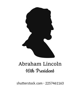 Silhouette of the 16th President of America Abraham Lincoln. Isolated vector illustration on white background.