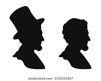 Silhouette of the 16th President of America Abraham Lincoln. Vector illustration on white background