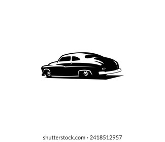 silhouette of a 1949 Mercury coupe. Appears from the side in an elegant style. premium vector design. isolated white background. Best for logo, badge, emblem, icon, sticker design. vintage car industr