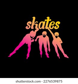 silhouette 3 roller skates, woman skater yellow pink gradation