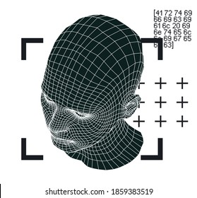 Silhouette von 3D-Low-Poly-Kopf-Menschen. Konzept der künstlichen Intelligenz und neuronalen Netzwerk.