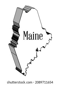 Mapa 3D de Silhouette del estado de Maine en Estados Unidos