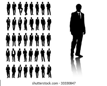 Silhouette of 40 Businessmen