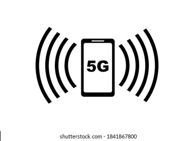 Silhouette de smartphone compatible con 5G. Ilustración vectorial.