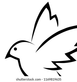 silhouette of an abstract bird close-up. Flat design.