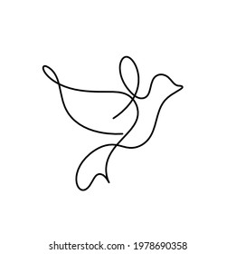 Silhouette of abstract birds as line drawing on white. Vector