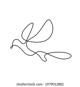 Silhouette of abstract birds as line drawing on white. Vector