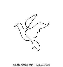 Silhouette of abstract birds as line drawing on white. Vector