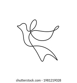 Silhouette of abstract birds as line drawing on white. Vector