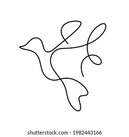 Silhouette of abstract birds as line drawing on white. Vector