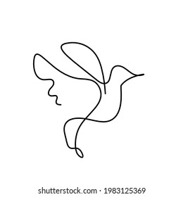 Silhouette of abstract birds as line drawing on white. Vector
