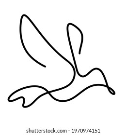 Silhouette of abstract birds in line on white. Vector