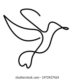 Silhouette of abstract birds in line on white. Vector