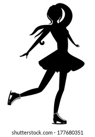 Silhouette of an abstract cartoon girl figure skater.