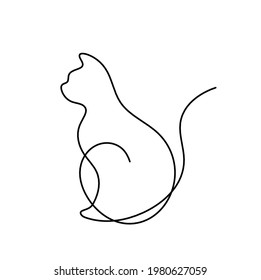 Silhouette of abstract cat in line drawing on white. Vector