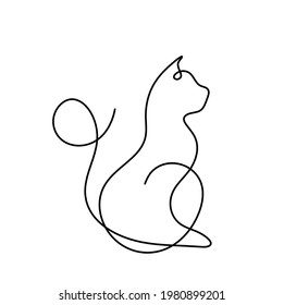 Silhouette of abstract cat in line drawing on white. Vector