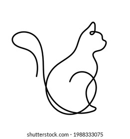 Silhouette of abstract cat as line drawing on white background. Vector