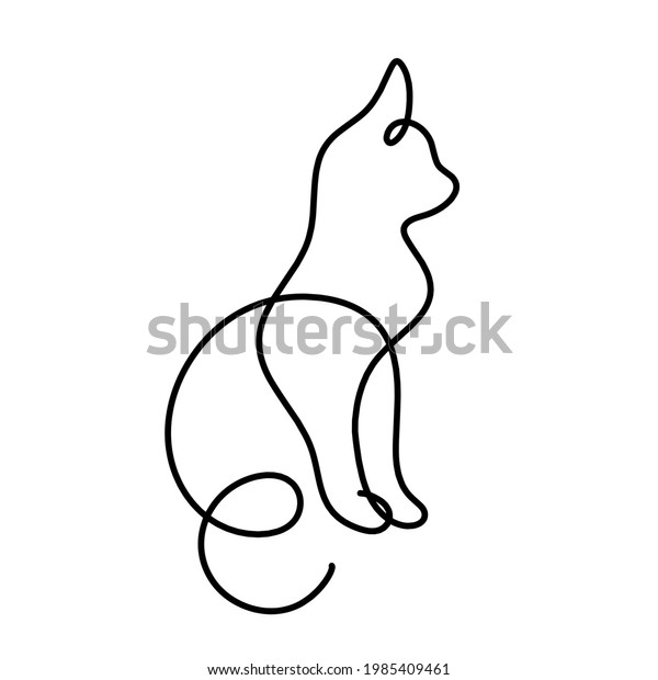 Silhouette Abstract Cat Line Drawing On Stock Vector (Royalty Free ...