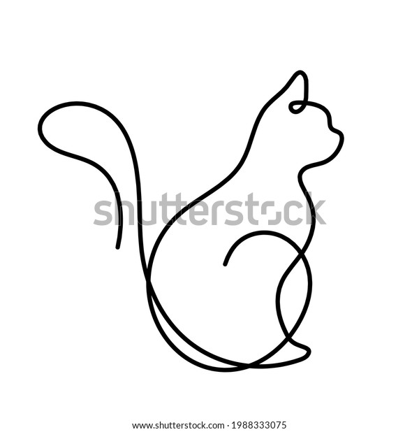 Silhouette Abstract Cat Line Drawing On Stock Vector (Royalty Free ...