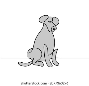 Silhouette of abstract color dog as line drawing on white. Vector