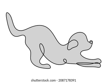 Silhouette of abstract color dog as line drawing on white. Vector