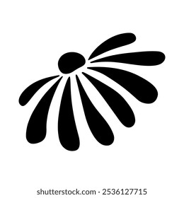 Silhouette of an abstract daisy flower isolated on a white background, modern, flat design, vector. Botanical graphic illustration for a holiday, decoration, decoration, hand-drawn.
