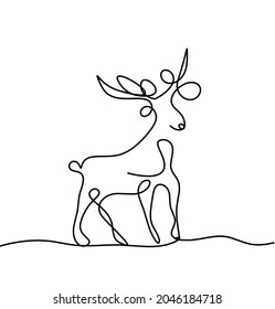 Silhouette of abstract deer as line drawing on white. Vector